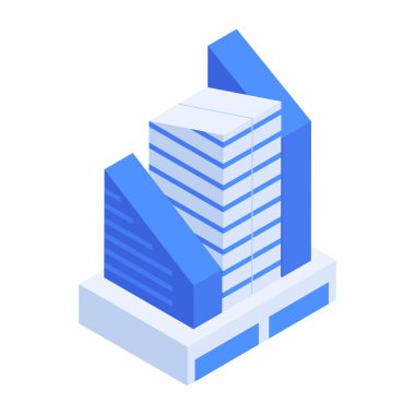 Modern Kurumsal Binalar Isometric Simgesi