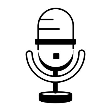 mikrofon vektör simgesi, beyaz arkaplanda izole edilmiş basit bir illüstrasyon