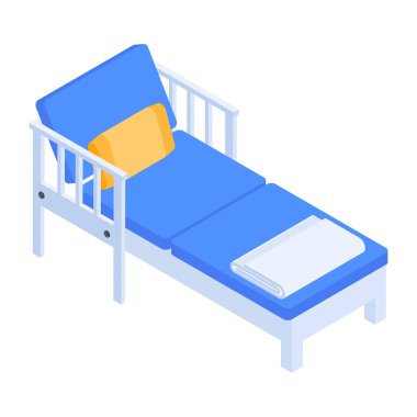 Yatak Isometric Simgesi beyaz arkaplanda