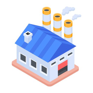 Beyaz arkaplanda Endüstriyel Isometric Simgesi  