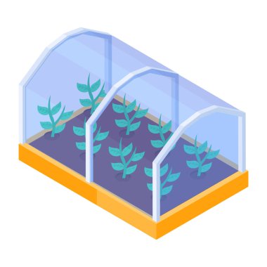 Çiftlik cam evinin birinci derece izometrik simgesi