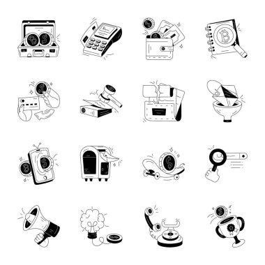 Mali Hizmetler Paketi Doodle Simgeleri