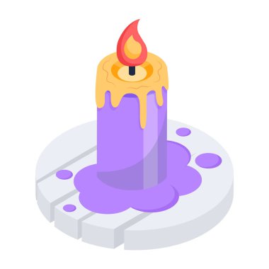 Beyaz arkaplanda yanan mum vektör çizimi 