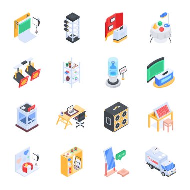 Isometric Fotoğrafçılık ve Sanat Stüdyosu Simgeleri