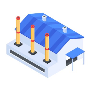 Beyaz arkaplanda Endüstriyel Isometric Simgesi 