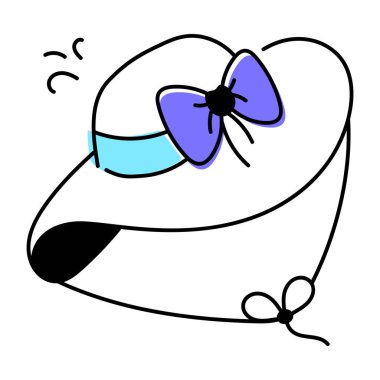 Beyaz arkaplanda plaj şapkası simgesi