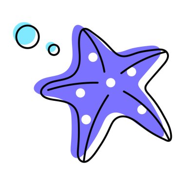 Şirin deniz yıldızı simgesi, vektör çizimi