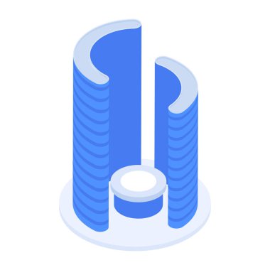 Modern Kurumsal Bina Isometric Simgesi