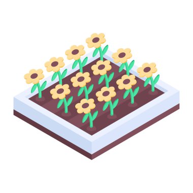 Çiftlik cam evinin birinci derece izometrik simgesi