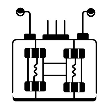 araba motoru simgesi çizimi beyaz arkaplanda izole edildi