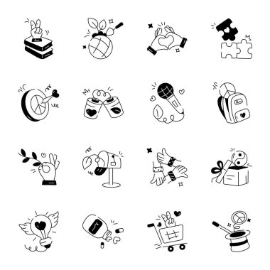 Barış ve Uyum Seti Doodle Simgeleri