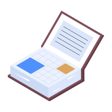 Kitap tablosunun izometrik simgesini tut