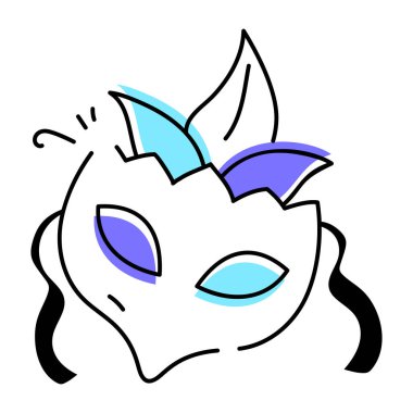 Beyaz arkaplanda karnaval maskesi çizimi 