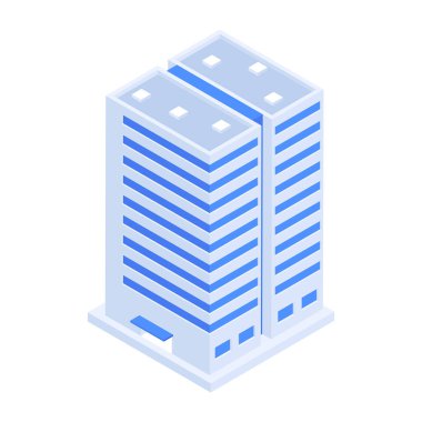 Modern Kurumsal Binalar Isometric Simgesi