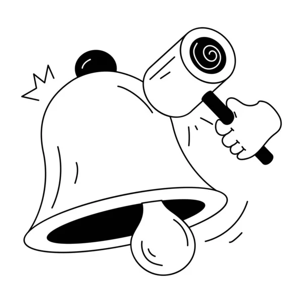Cartoon Bell Ringing Vector Illustration White Background — Stock Vector