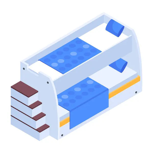 Bed Isometric Icon White Background — Stock Vector