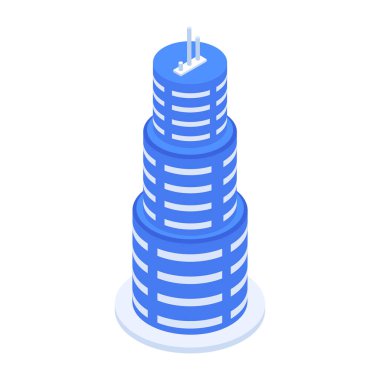 Modern Kurumsal Bina Isometric Simgesi