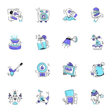 Konaklama Hizmetleri Paketi Doodle Simgeleri