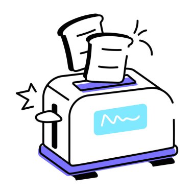 çizgi simgesi tost makinesi vektör çizimi