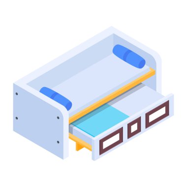 Yatak Isometric Simgesi beyaz arkaplanda 