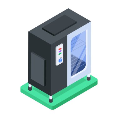 mikrodalga fırın ikonu izometrik vektör çizimi