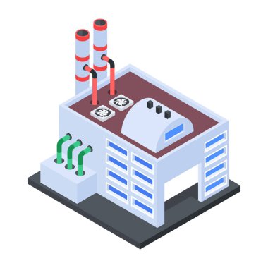 Beyaz arkaplanda Endüstriyel Isometric Simgesi