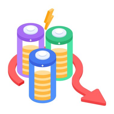 Yeniden şarj edilebilir pillerin Isometric simgesi