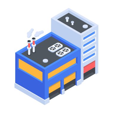 Beyaz arkaplanda Endüstriyel Isometric Simgesi 