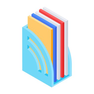 kitaplar izometrik ikon vektör çizimi