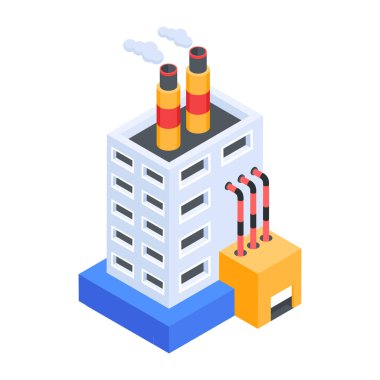 Beyaz arkaplanda Endüstriyel Isometric Simgesi