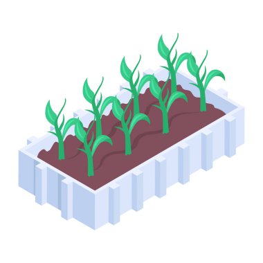 Çiftlik cam evinin birinci derece izometrik simgesi