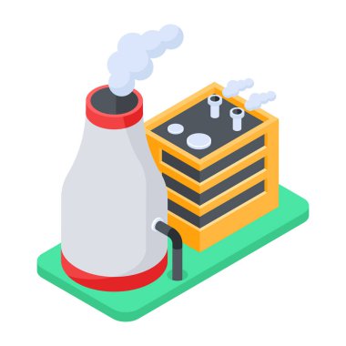 Beyaz arkaplanda Endüstriyel Isometric Simgesi 