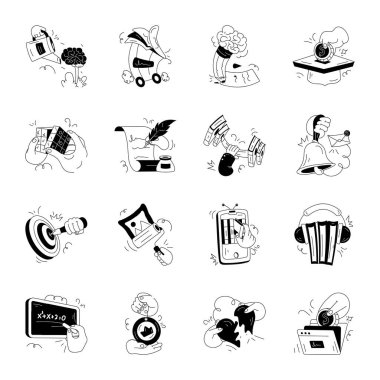 İş ve Eğitim Mini Doodle Çizimleri