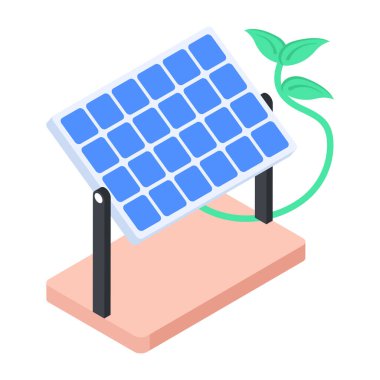 Güneş panelinin modern izometrik simgesi
