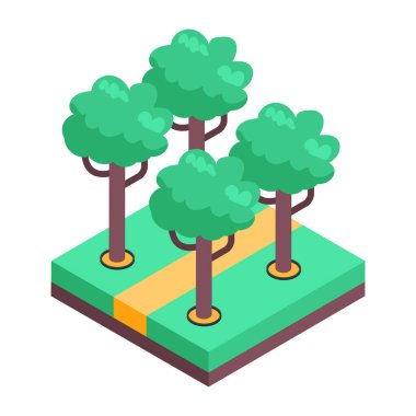 Parktaki ağaçların izometrik vektörü