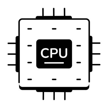Beyaz arkaplanda izole edilmiş Cpu vektör simgesi