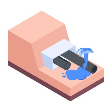 Moda Tesisat Boru İşleri Isometric Simgesi