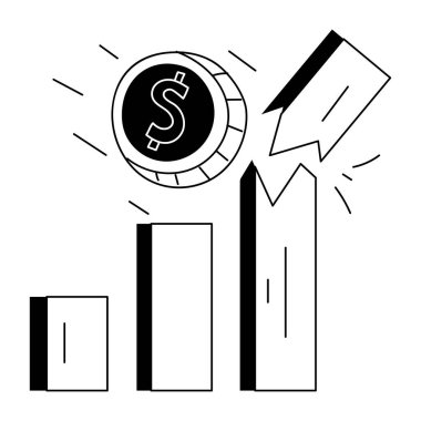 Dolar grafik simgesi, vektör illüstrasyonu