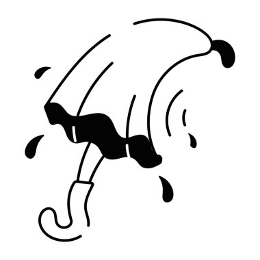 Yağmur şemsiyesi tasvir eden el çizimi simgesi