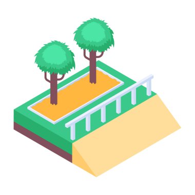 park simgesi vektörü izometrik illüstrasyon
