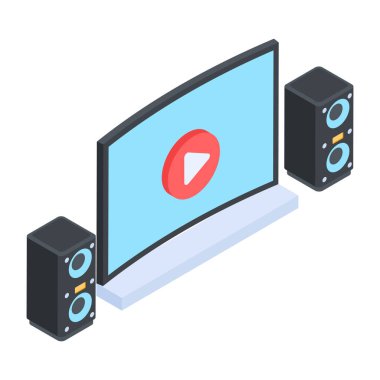 ev video sistemi izometrik simgesi