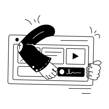 beyaz arkaplanda izole edilmiş video oynatıcı çizgi film vektör çizimi