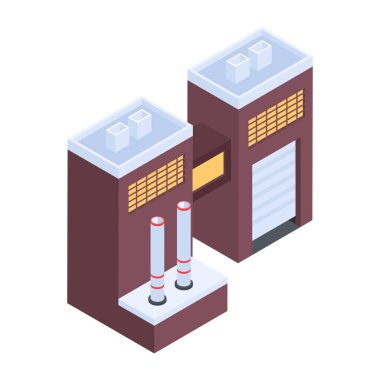 Beyaz arkaplanda Endüstriyel Isometric Simgesi 