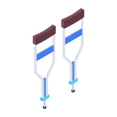 Beyaz arka plan üzerinde izole koltuk değneği simgesi