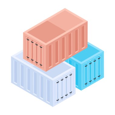 kargo konteynırları izometrik vektör çizimi