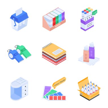 Office simge seti, vektör çizim