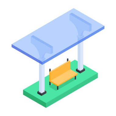Otobüs durağı simgesi, izometrik biçim