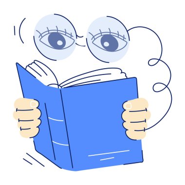 Modern el çizimi kitap okumanın animasyon çizimi
