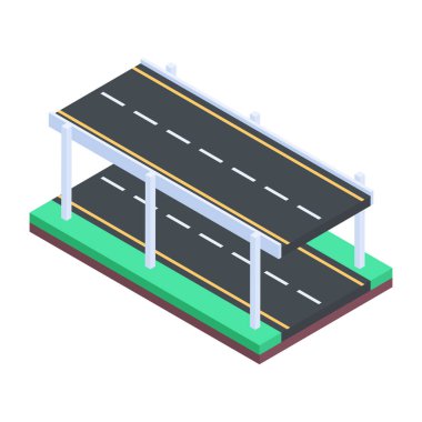 Yolu izometrik vektör illüstrasyonu
