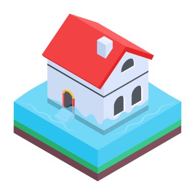 su evi izometrik ikon vektör çizimi